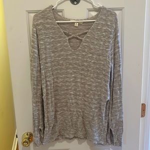 Taupe Lace-Up Sweater